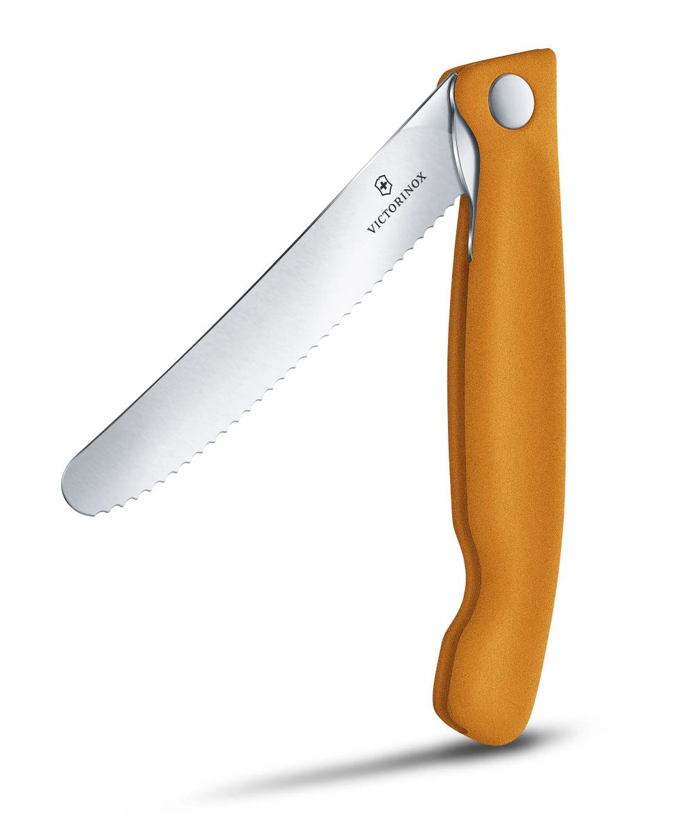 Нож кухонный Victorinox Swiss Classic, для овощей, 110мм, заточка серрейтор, стальной, оранжевый [6.7836.f9b]